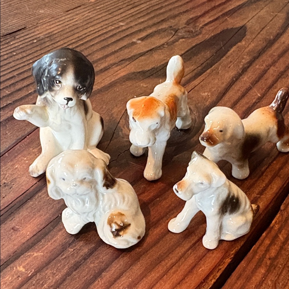 Lot of MCM Vintage Bone China Ceramic Porcelain Mini Dog Figurines